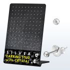 br960 silver earstuds with 1 5mm round clear crystal top