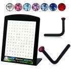 brac2 black acrylic nose stud w assorted colored crystal top