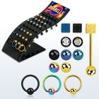 brbbtm anodized 316l tongue barbell w mix ball w slave ring
