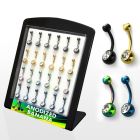 brbnt1 display 24 bananas ombligo acero quirurgico anodizado bolas joya biseel 5 8mm 10mm mayorista