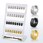 brer31 display 16 pares huggie acero inoxidable superficie efecto esmerilado negro oro acero mayorista