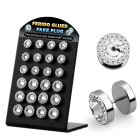 bripf6 display acrilico 24 plugs falsos acero cristal swarovski claro ferido centro cristal 8mm 10mm al por mayor