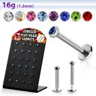 brlbf 316l steel internal threading labret w flat crystal top