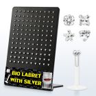 brlbi12 clear bioflex labret with prong assorted shaped cz stone