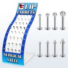 brmlb7 display of 316l steel labret with balls and cones