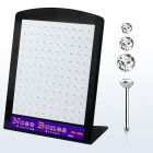 brnbmc silver nose bone with round clear crystal top