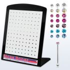 brnbmm7 display w 120 silver nose bone w assorted crystal tops