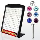 brnbsm display 120 piercings nariz acero quirurgico 1mm cristal redondo 2mm al por mayor