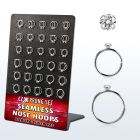 brnhm26 board w 60 silver seamless nose hoop w 2mm clear cz