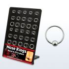 brnhm6 board of sterling silver nose hoops with ball in 8 12mm