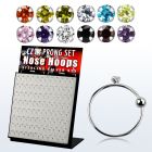brnhmx12 board silver noose hoop w 1 5mm prong set round cz stone