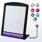 brnsmm silver nose stud with assorted color round crystal top