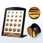brpg126 mayorista display 20 dilatadores plug doble flare acrIlico negro logo piel leopardo 6mm 14mm mayorista