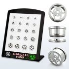 brpg144 mayorista display 20 dilatadores tunel acero anodizado rosca logo peligro biologico grabado laser 6mm 14mm distribuidor mayorista