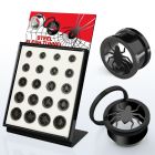 brpg146c display 20 dilataciones tunel tornillo acero anodizado negro logo arana 8mm 16mm distribuidor