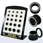 brpg148b display 20 tuneles plug acero anodizado negro cristal 2g 916 6mm 14mm venta por mayor