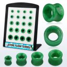 brpg191 display w of double flared green jade stone flesh tunnel