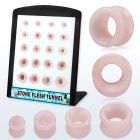 brpg193 display w of double flare rose quartz stone flesh tunnel