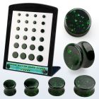 brpg209 display 24 plugs doble flare pulida verde brillante 6g to 12 4mm  12mm distribuidor mayorista