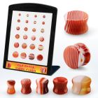 brpg216 display w 24 pcs. of red agate double flared stone plug