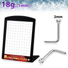 brs134c 316l steel nose studs round clear crystal tops
