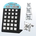 brsczsq display 12 pares piercings oreja plata esterlina zirconia cuadradas claras 6mm 8mm distribuidor