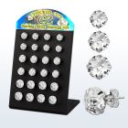 brsf displays w 12 prs. of checker cut cz silver ear studs