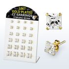 brsgp3 display 12 pares piercings oreja plata esterlina oro 18 kts zirconia claras cuadradas 3mm 8mm distribuidor