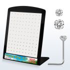 brspmc silver nose stud with prong set clear crystal top