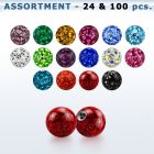 bulk w 4mm multi crystal ball 18g resin cover