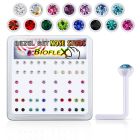 bxa37 caja piercing nariz l bio flexible redonda 2mm cristal swarovski bisel distribuidor mayorista