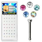bxb103 display 40 piercing nariz hueso acero quirurgico 1mm cristal redondo 2mm distribuidor