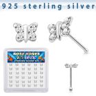 bxbutc36 silver nose bones 22g butterfly clear crystals 36