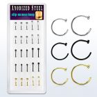 bxcln10 caja 25 piercings nariz falsos acero 316l brillo espejo anodizado negro dorado venta