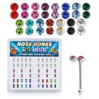 bxdbm silver nose bone with round colored twin crystal