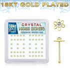 bxfl2cg 18k gold plated silver nose bones clear flower