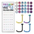 bxns10 anodized 316l steel nose screw with colored crystal top
