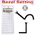bxs104 caja 40 piercing nariz l acero quirurgico anodizado negro 1mm redonda cristal bisel 2mm al por mayor