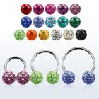 cbefr8l xxl steel circular barbell 16g w 8mm multi crystal balls