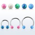 cbeop5l barbell circular diametro acero 316l bolas 5mm opalo usar como arete distribuidor