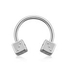 cbesdi 316l steel circular barbell with two 3mm dices