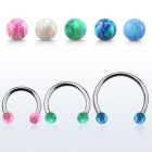cbmop5l barbell circular diametro acero 316l con bolas 5mm opalo usar como arete al por mayor