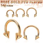 cbttcnm rose gold pvd plated steel circular barbell w 4mm cones