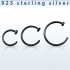 cpcln20 black plated sterling silver fake nose clip, 20g (0.8mm)