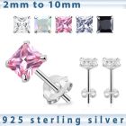 czsqm par piercings oreja plata 925 zirconia cuadradas 2mm 10mm venta