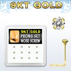d9gsc19 caja 12 piercing nariz l oro 9 kts 0 6mm zirconia clara redonda 2mm al por mayor