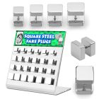 dacb130 display acrilico 24 plugs falsos acero quirurgico brillo espejo lados cuadrados distribuidor mayorista