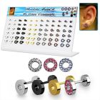 dacb140 display acrilico 72 dilataciones tunel falsas acero brillo espejo acero quirurgico anodizado negro dorado cristal al por mayor