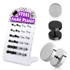 dacb155 display w black and plain steel fake plugs without oring