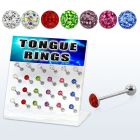 dacb16 display 24 barbells lengua acero quirurgico 7mm redonda multi cristal 16mm venta